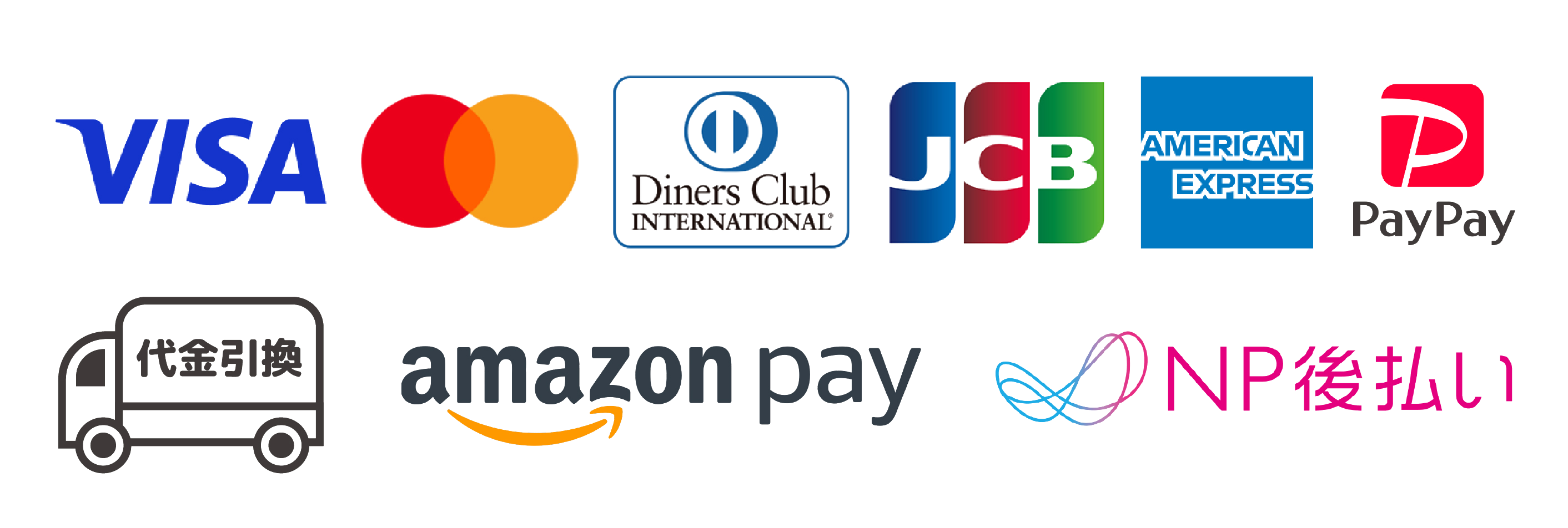 VISA/MASTER/DINERS/JCB/AMEX/amazon pay/PayPay/NPʧ/