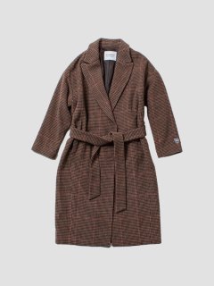 Check wool chester coat BROWN
