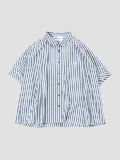 Cotton stripe blouse NAVY