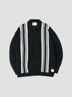 <img class='new_mark_img1' src='https://img.shop-pro.jp/img/new/icons1.gif' style='border:none;display:inline;margin:0px;padding:0px;width:auto;' />Stripe knit polo BLACK