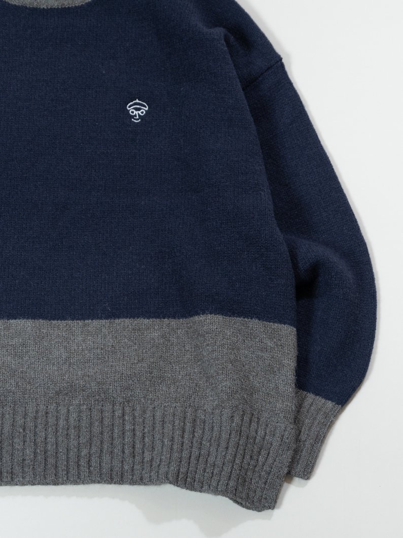 Bicolor knit NAVY | シンプルなバイカラーニット | オシャレな