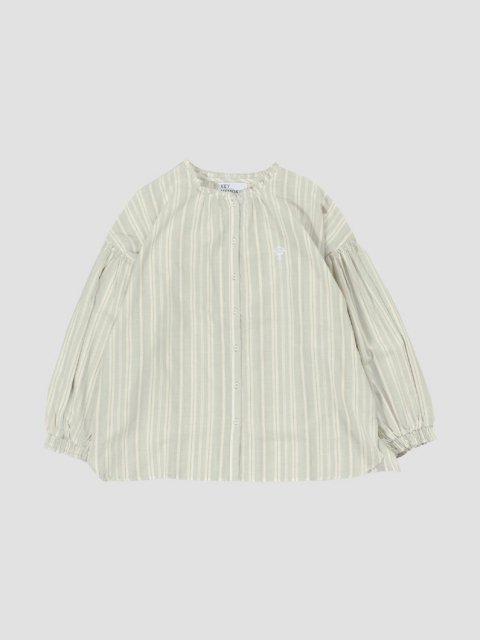 Stripe frill blouse GREEN