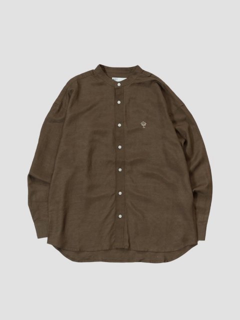 <img class='new_mark_img1' src='https://img.shop-pro.jp/img/new/icons1.gif' style='border:none;display:inline;margin:0px;padding:0px;width:auto;' />Linen bandcollar shirts BROWN