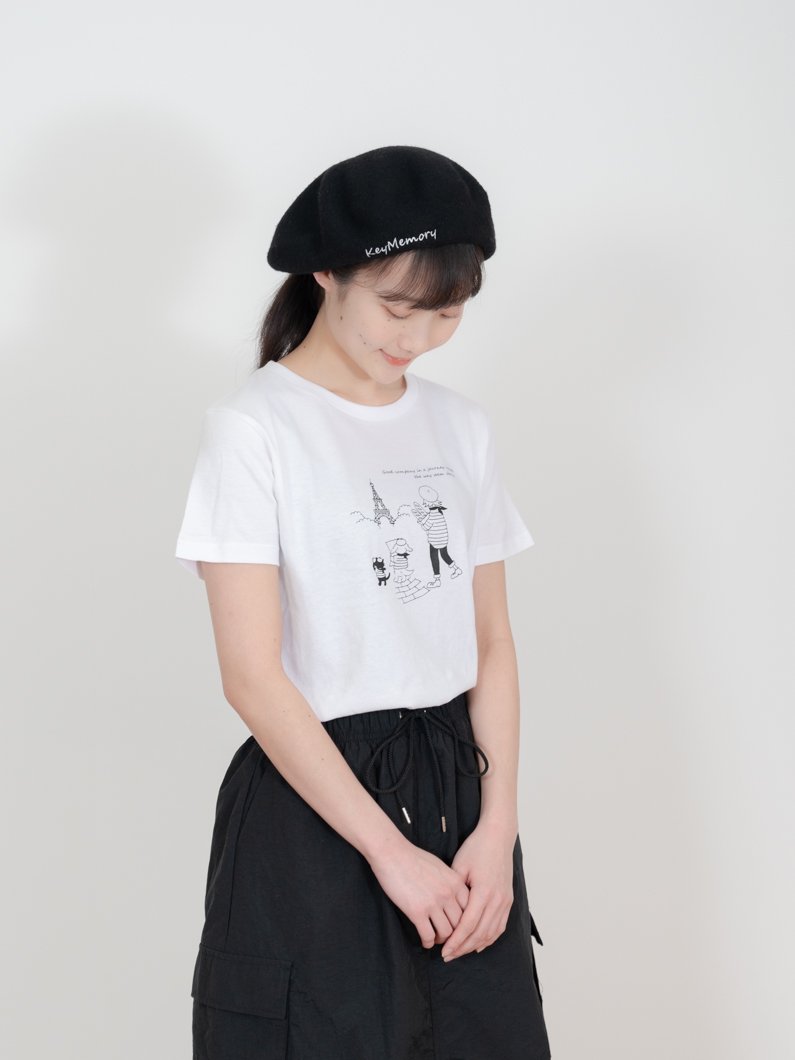 ふるさと納税 鎌倉市 KEYMEMORY鎌倉のキャスケットイラストTシャツ NAVY　サイズ0 7920271.jpg