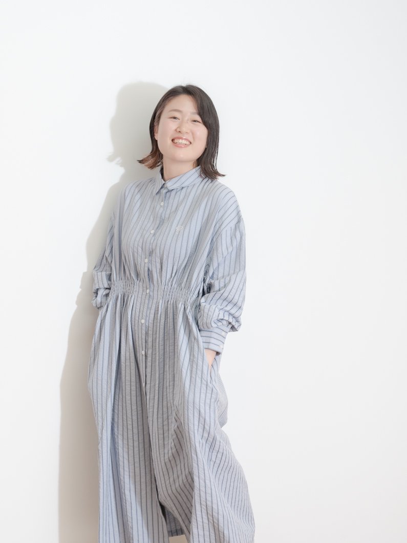 ストライプギャザーワンピース | 鎌倉生地 | KEYMEMORY - KEY MEMORY