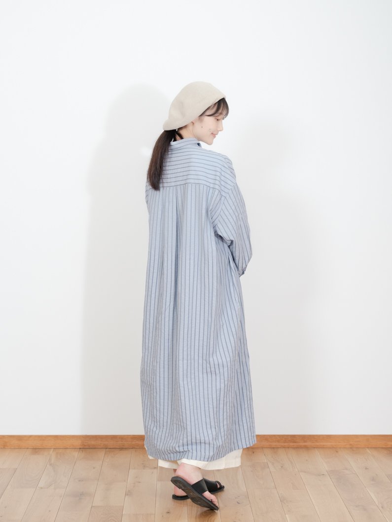 ストライプギャザーワンピース | 鎌倉生地 | KEYMEMORY - KEY MEMORY