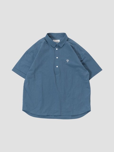 Snap pullover short shirts D.BLUE