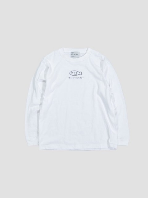 Fish long T-shirts WHITE