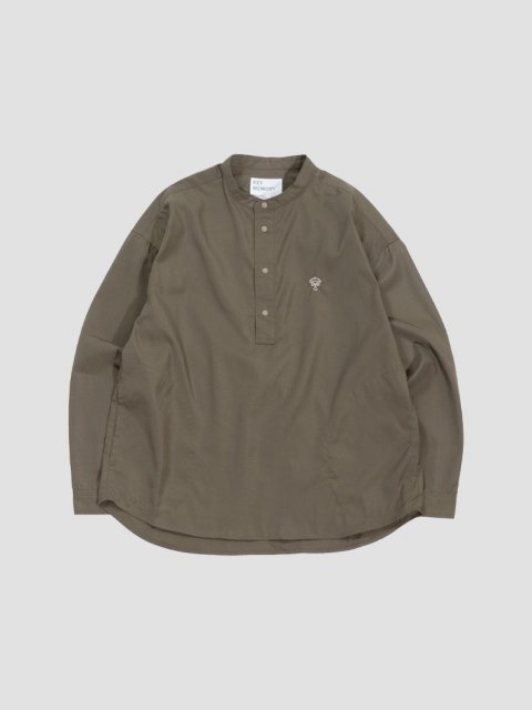 Band collar snap shirts KHAKI