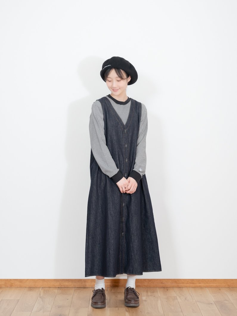 KEYMEMORY キーメモリーデニムシャツワンピースネイビー