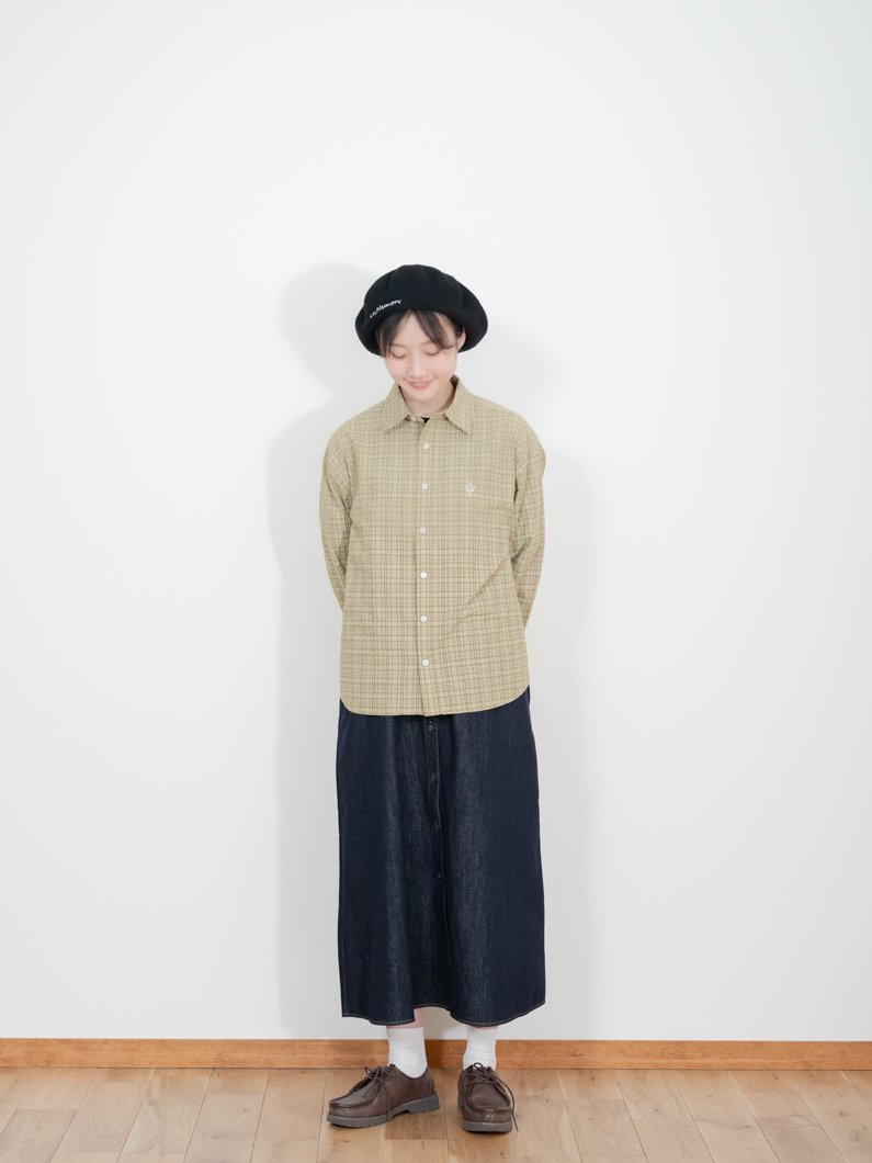 【 aoyama 別注】ANSNAM シルクシアサッカーチェックシャツ river aoyama 別注】ANSNAM シルクシアサッカーチェックシャツ