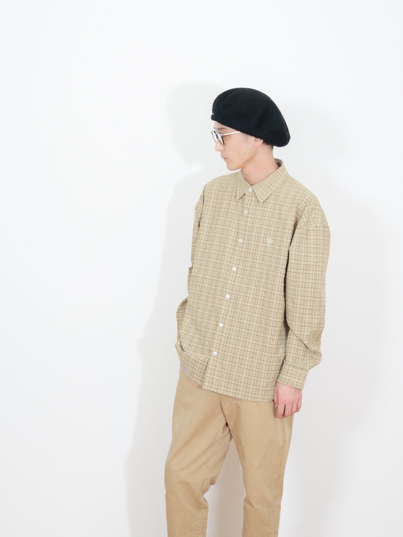 シアサッカーチェックシャツ | GREEN - KEY MEMORY Online Shop