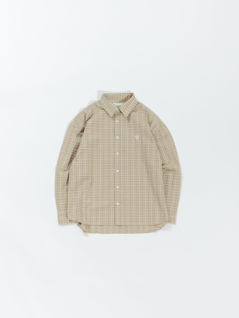 【 aoyama 別注】ANSNAM シルクシアサッカーチェックシャツ 1596025_22089281_k3.jpg