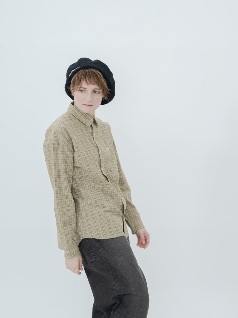 【 aoyama 別注】ANSNAM シルクシアサッカーチェックシャツ EPIC（ファッション） シャツ シアサッカードローコード半袖