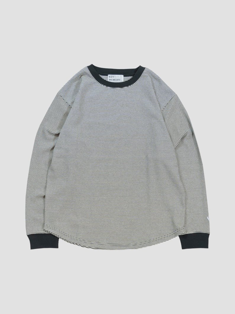 細かいボーダーTシャツ | ブラウン - KEY MEMORY Online Shop