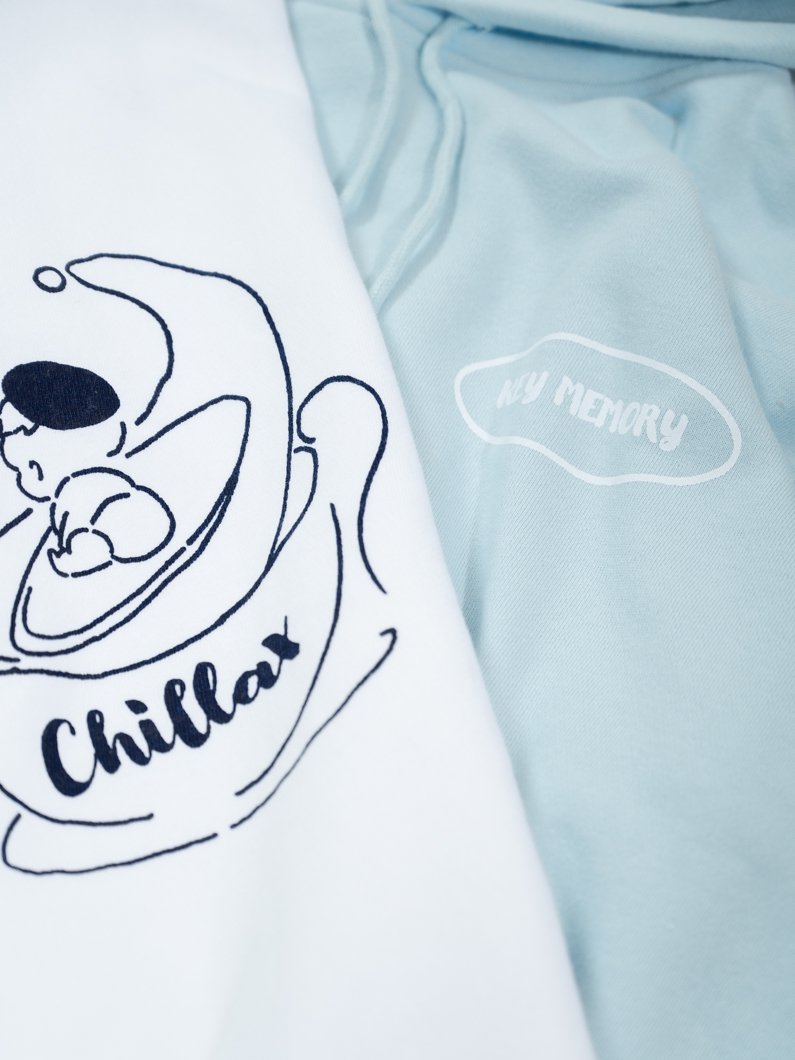 Chillax hoodie BLUE | プルオーバーパーカー - KEY MEMORY