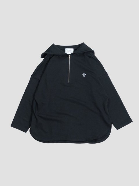 Cotton zipup pullover BLACK