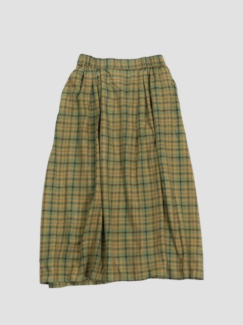 Checked tuck skirt MUSTARD