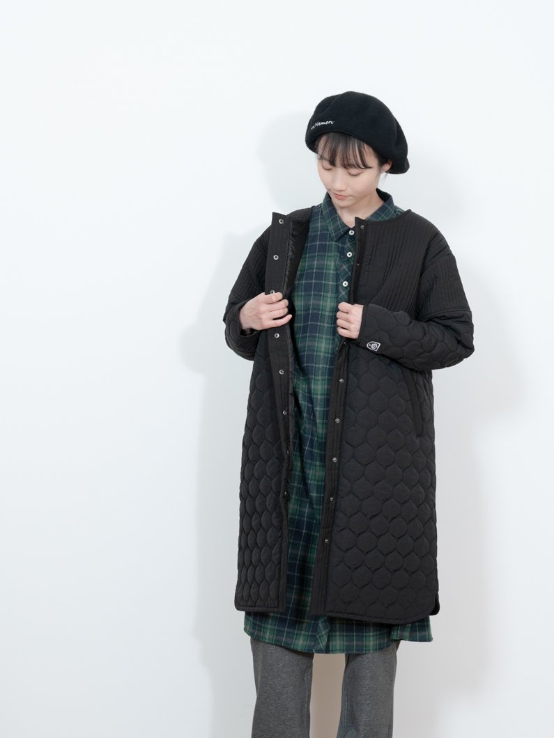 組曲 【NAVY】ダブルクロスストレッチ ノーカラーコート