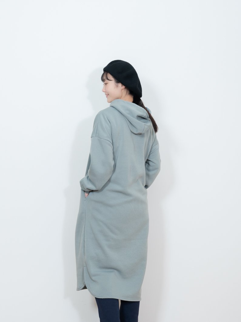 Wool lining hoodie dress | BLUE - KEY MEMORY Online Shop