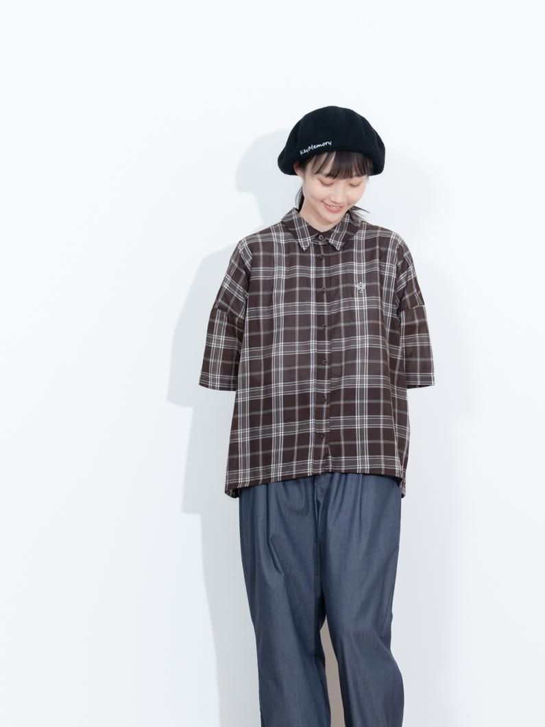 Meltie トップス ブラウス　チェック ライト チェック ブラウス | BROWN - KEY MEMORY Online Shop
