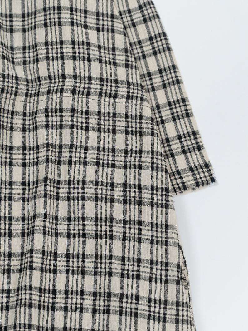 ワンピース Checked Shirt Mini Dress Sheila - Women's Beige Checked Bomber Cut Mini Shirt Dress