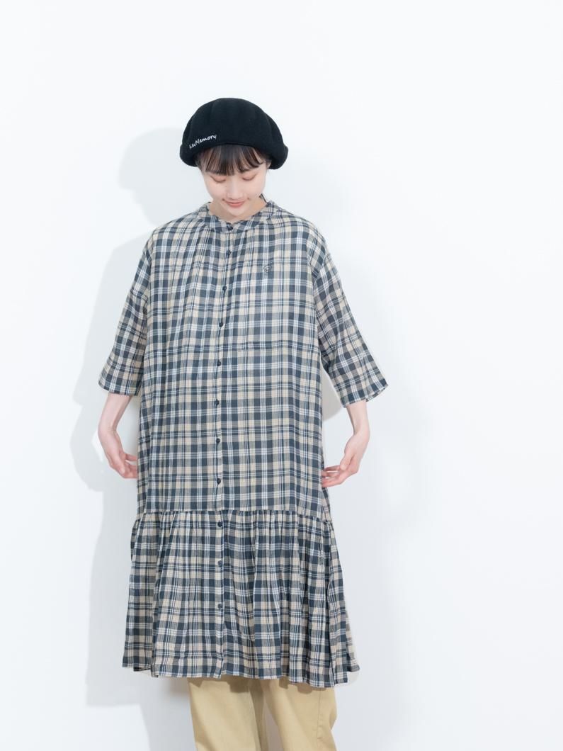 メーテル様【新品タグ付】mikomori ミコモリ チェック ひざ丈ワンピース ManonMimie】 Side-Ribbon Houndstooth OP | Manon Tokyo