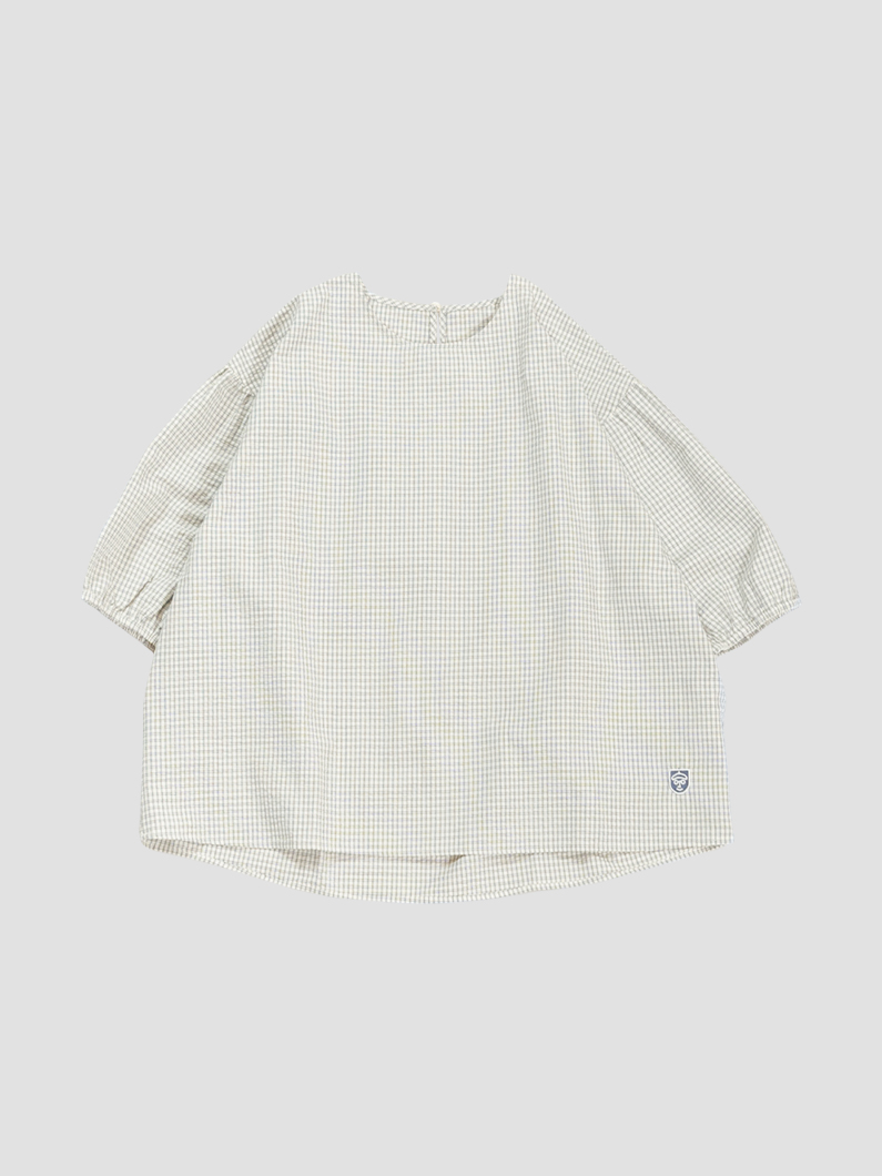 Grid check blouse WHITE