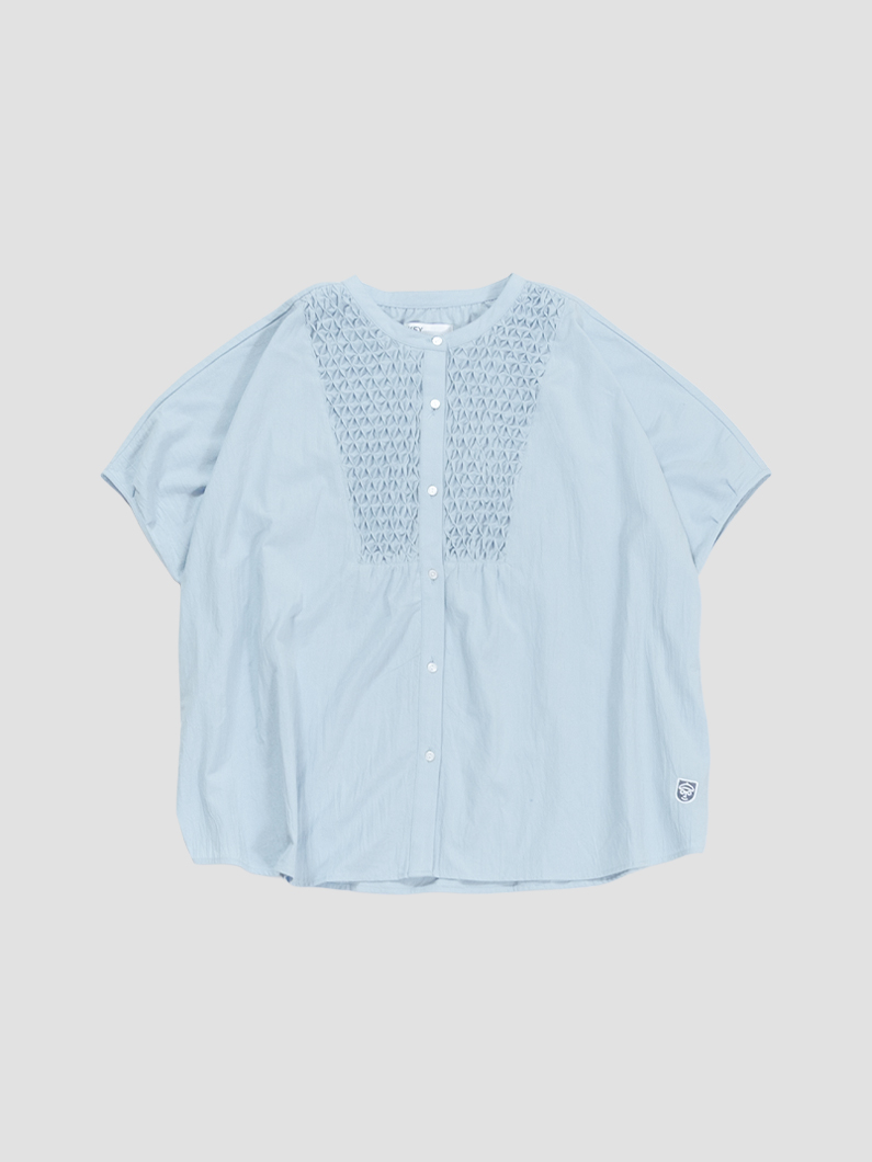 Smocking denim shirts BLUE | ユニセックスオシャレ - KEY