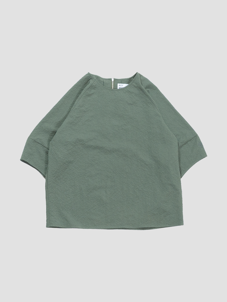 Seersucker zip blouse | GREEN - KEY MEMORY Online Shop｜鎌倉