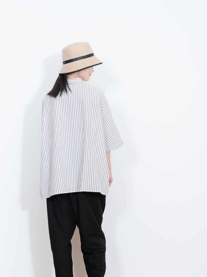 Stripe tunic WH×NV | ユニセックス - KEY MEMORY Online Shop