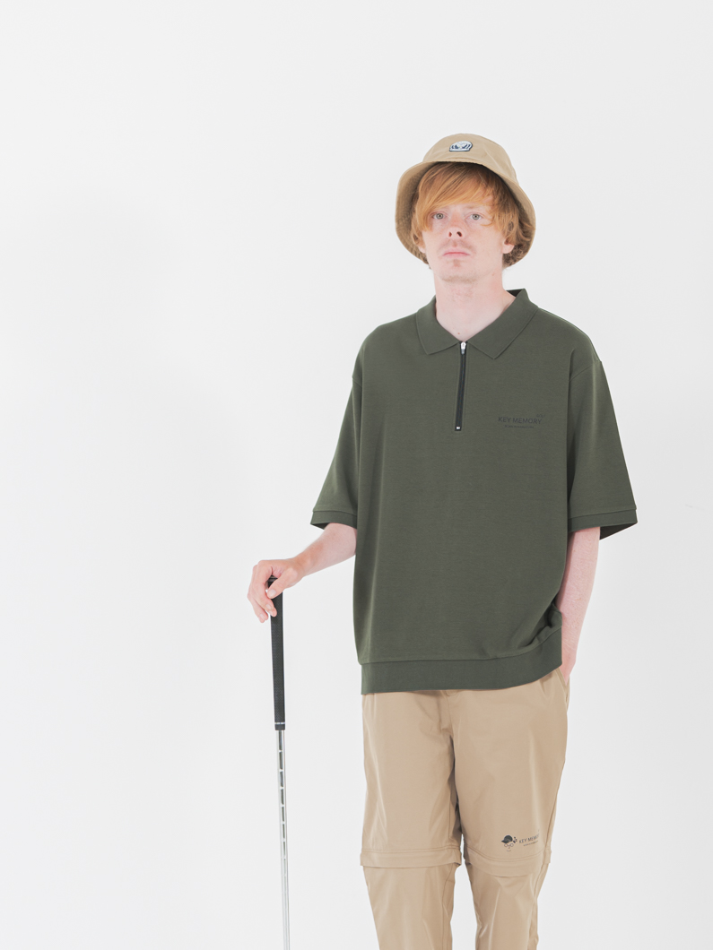 Zip ゴルフポロシャツ | KHAKI - KEY MEMORY Online Shop｜鎌倉