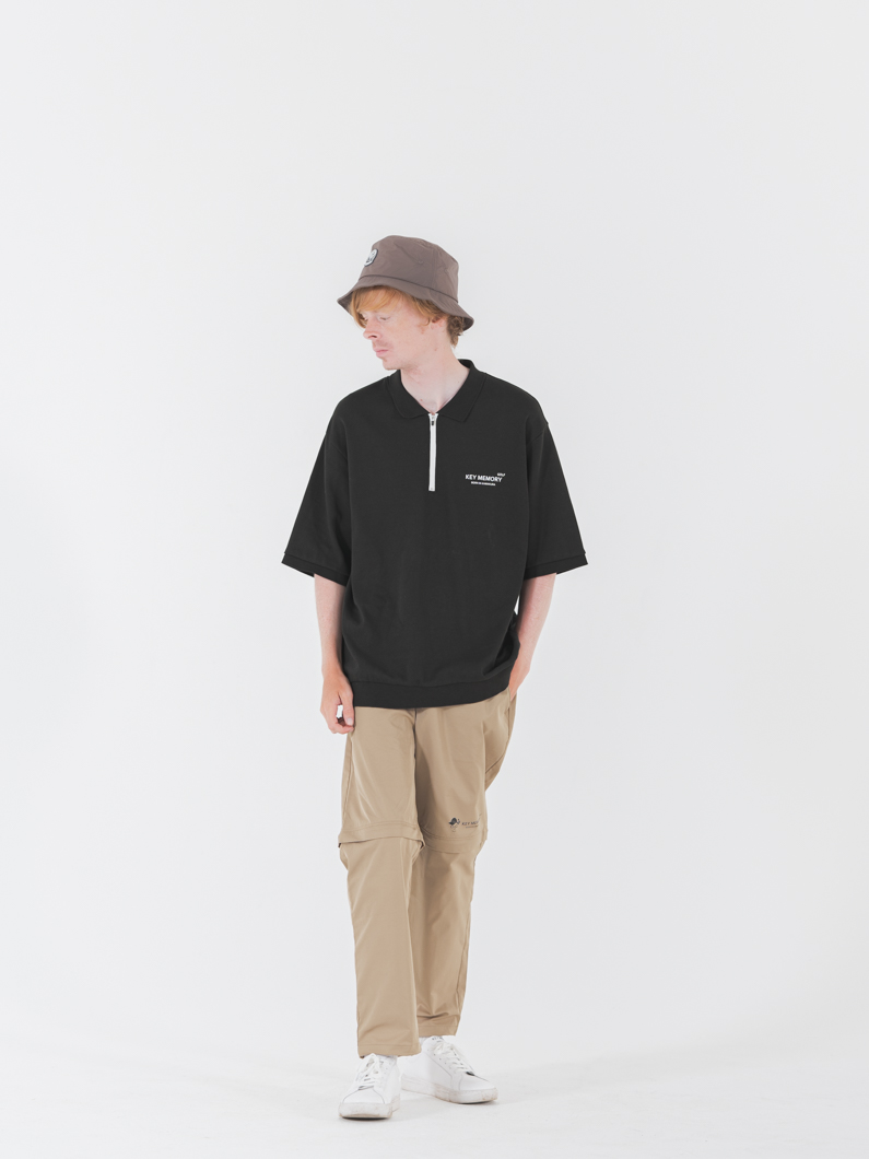 Zip ゴルフポロシャツ | ブラック - KEY MEMORY Online Shop