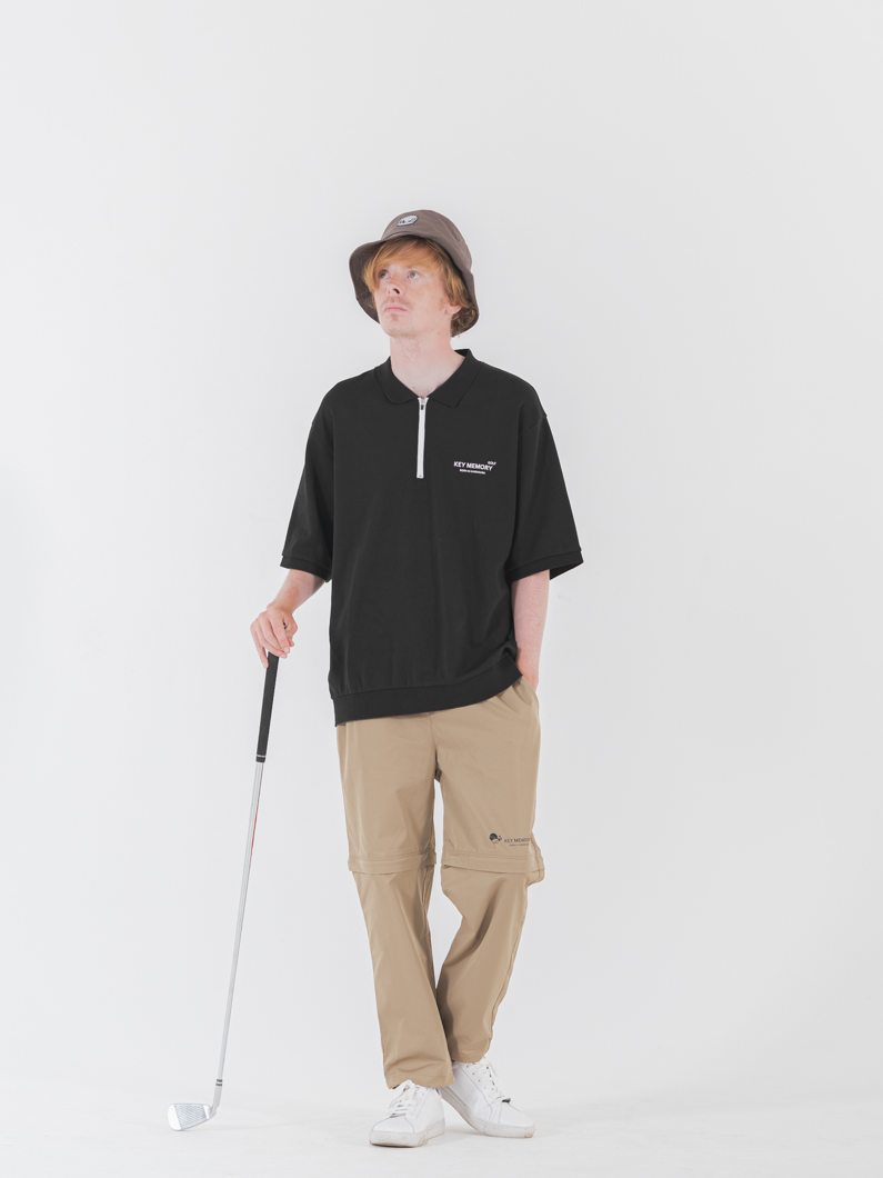 Zip ゴルフポロシャツ | ブラック - KEY MEMORY Online Shop｜鎌倉