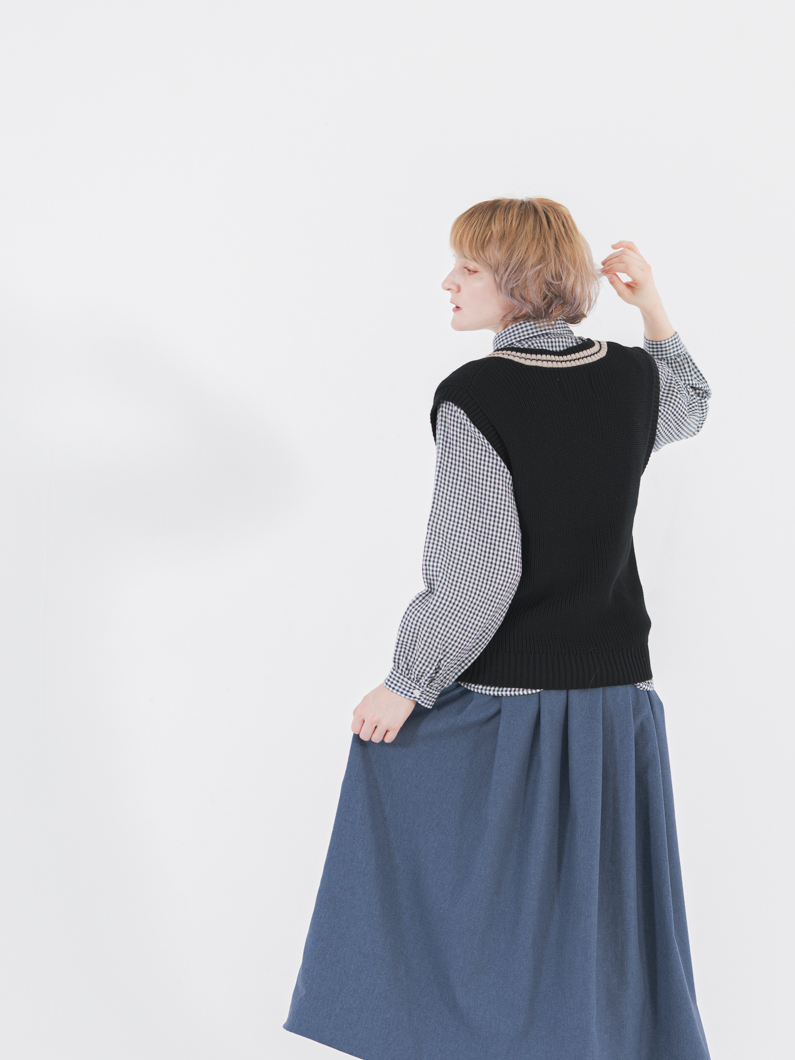 Tilden knit vest BLACK | ユニセックス - KEY MEMORY Online Shop