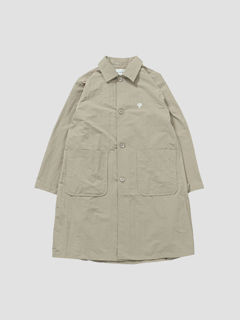 Nylon soutien collar coat | GREIGE - KEY MEMORY Online Shop