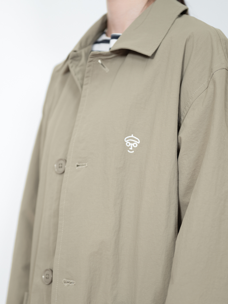 Nylon soutien collar coat | GREIGE - KEY MEMORY Online Shop
