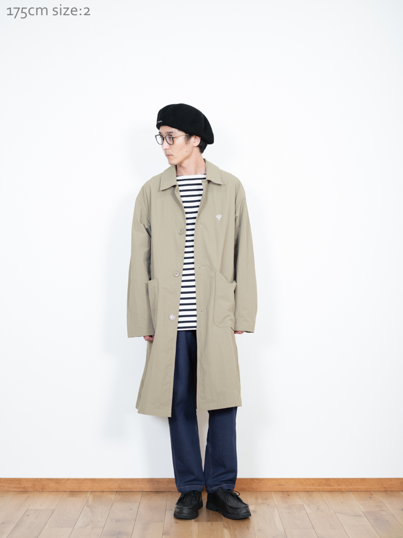 Nylon soutien collar coat | GREIGE - KEY MEMORY Online Shop