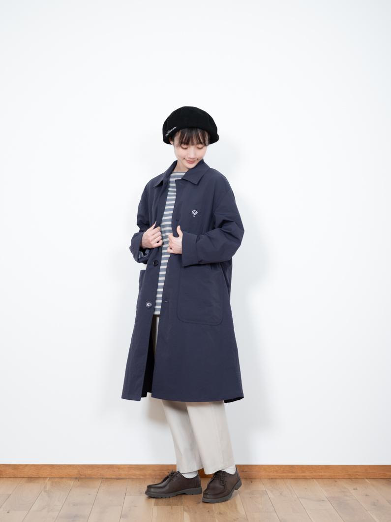 定価６万 DKNY ダナキャラン 光沢 ナイロン トレンチコート シルバーメンズ NO ID. トレンチコート コート ダブルガンフラップBIGトレンチ
