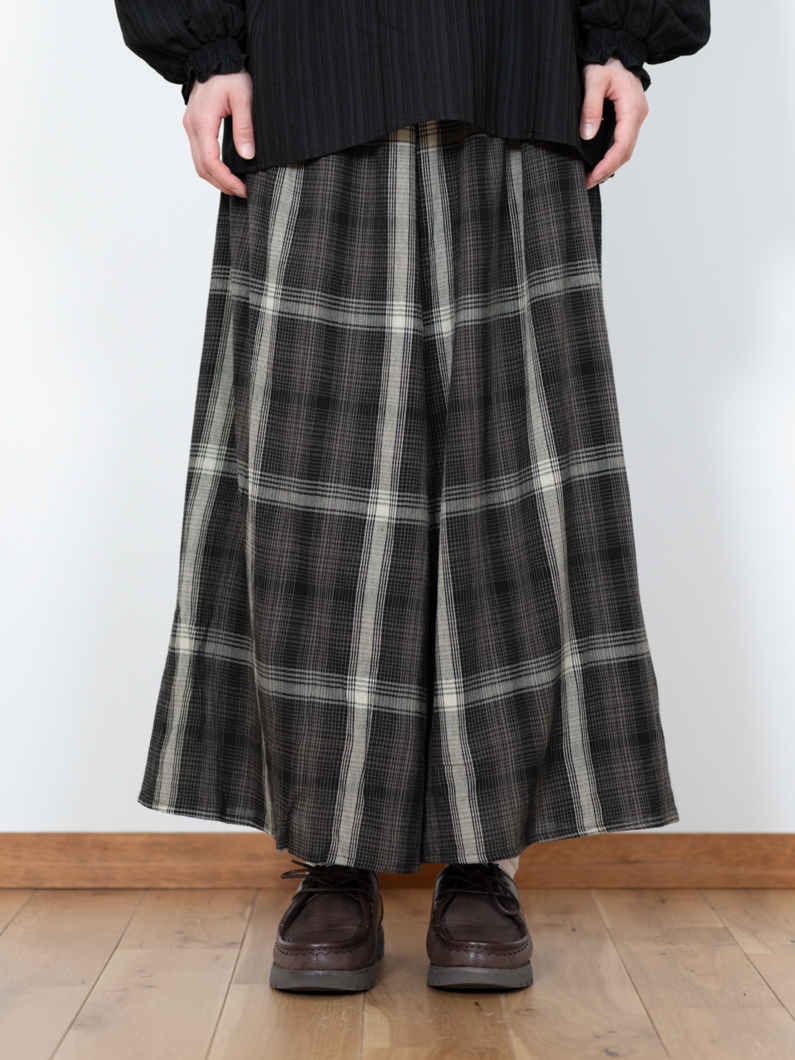 Crepe check pants | ブラック - KEY MEMORY Online Shop｜鎌倉