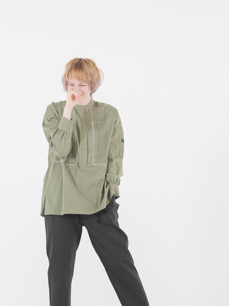 LINEバンドカラーシャツ | KHAKI - KEY MEMORY Online Shop