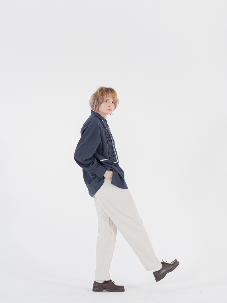 バンドカラーシャツ | NAVY - KEY MEMORY Online Shop｜鎌倉