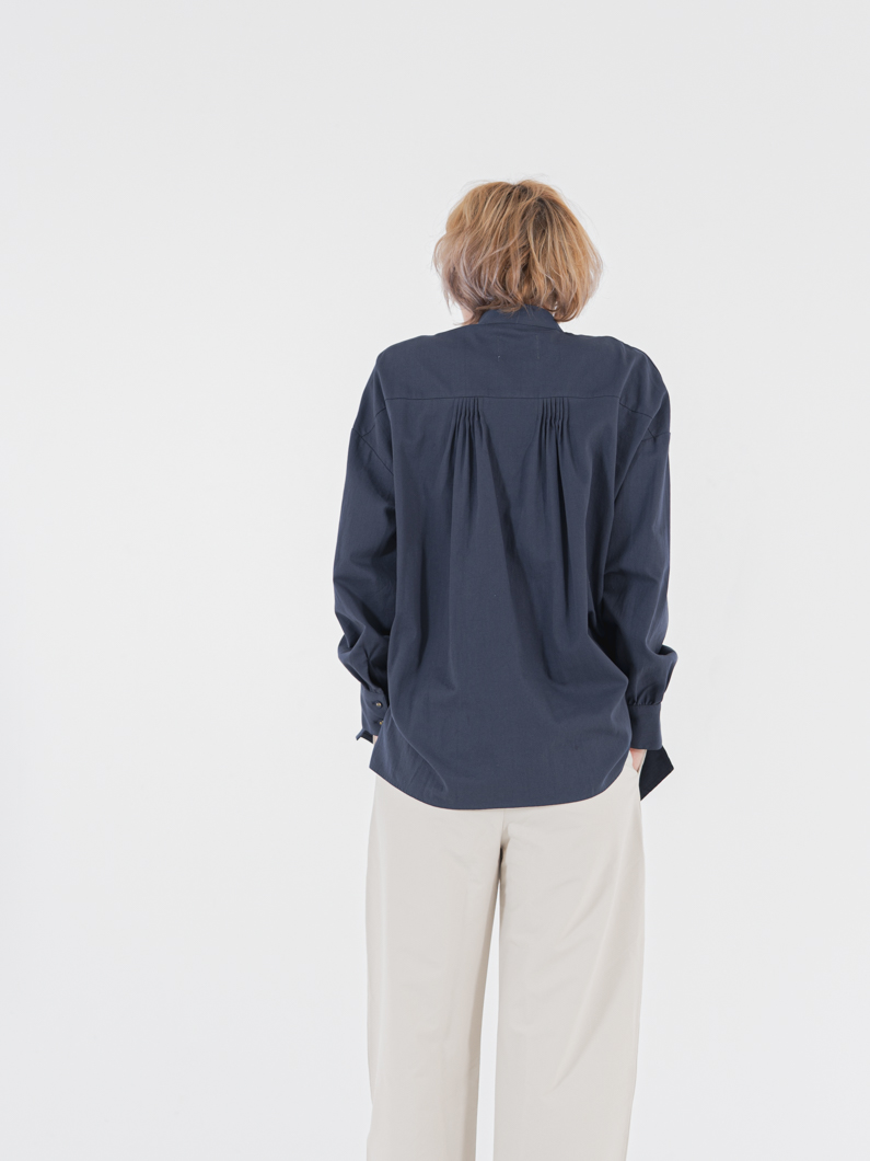 バンドカラーシャツ | NAVY - KEY MEMORY Online Shop｜鎌倉