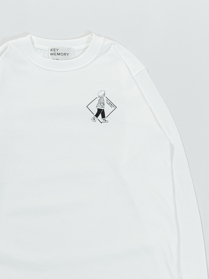 長袖イラストTシャツ WHITE - KEY MEMORY