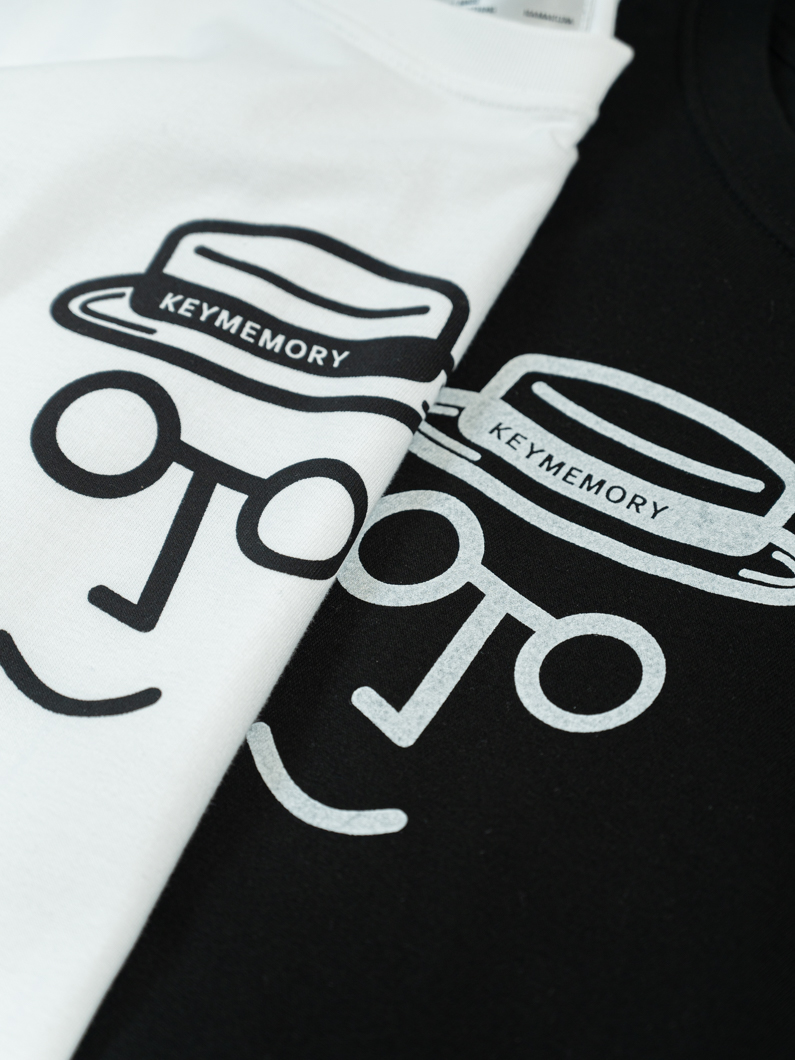 帽子イラスト長袖Tシャツ | WHITE - KEY MEMORY