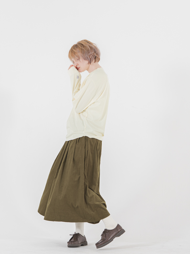 コーデュロイタックスカートKHAKI - KEY MEMORY鎌倉ファッションブランド