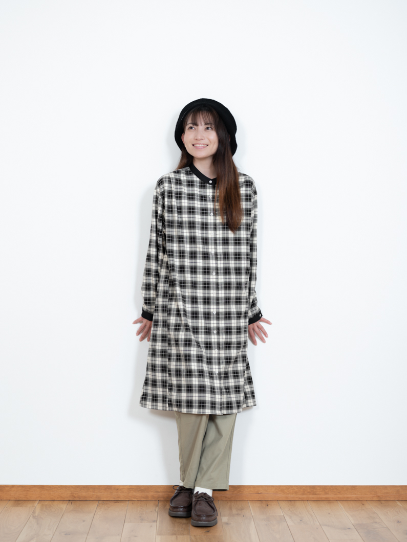 慈雨　白黒チェックワンピースチ　　ュニック 慈雨 白黒チェックワンピースチ ュニック 10／21までの限定価格】【WEB