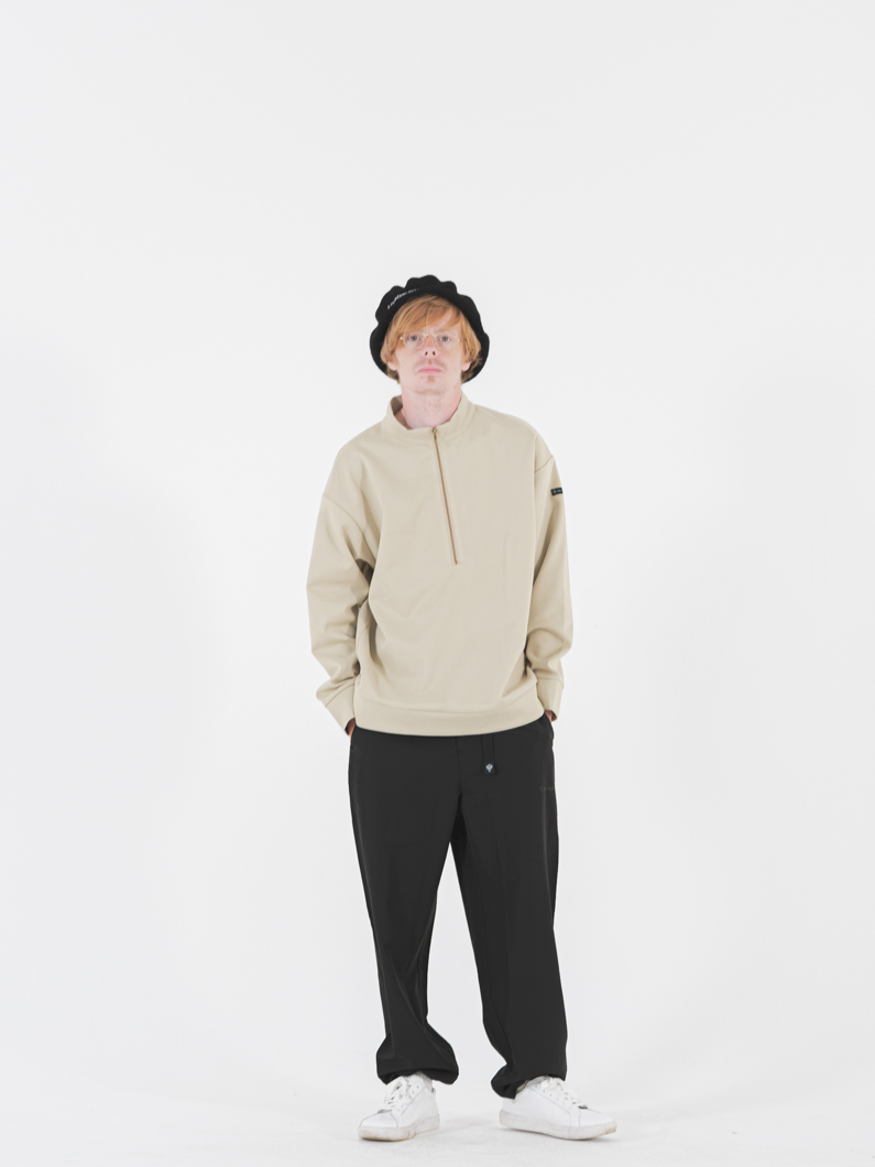 KITH ベージュ ハーフジップニット KITH（キス） 24SS バック刺繍ロゴ ハーフジップニットセーター
