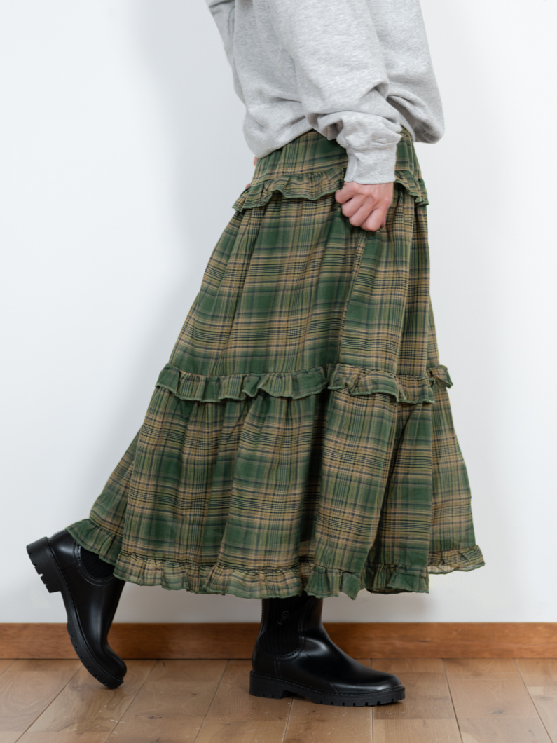 チェックスカート | オリーブグリーン - KEY MEMORY鎌倉ファッション