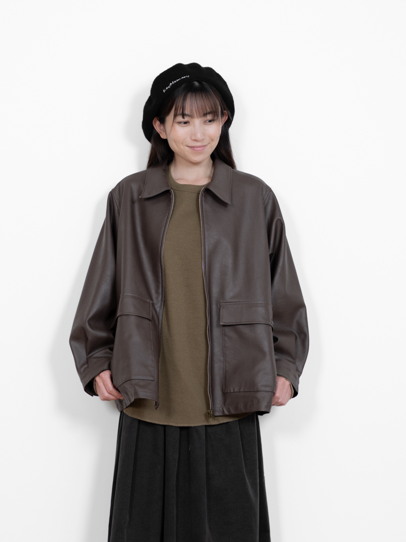 レザージャケット襟付き | ダークブラウン - KEY MEMORY鎌倉